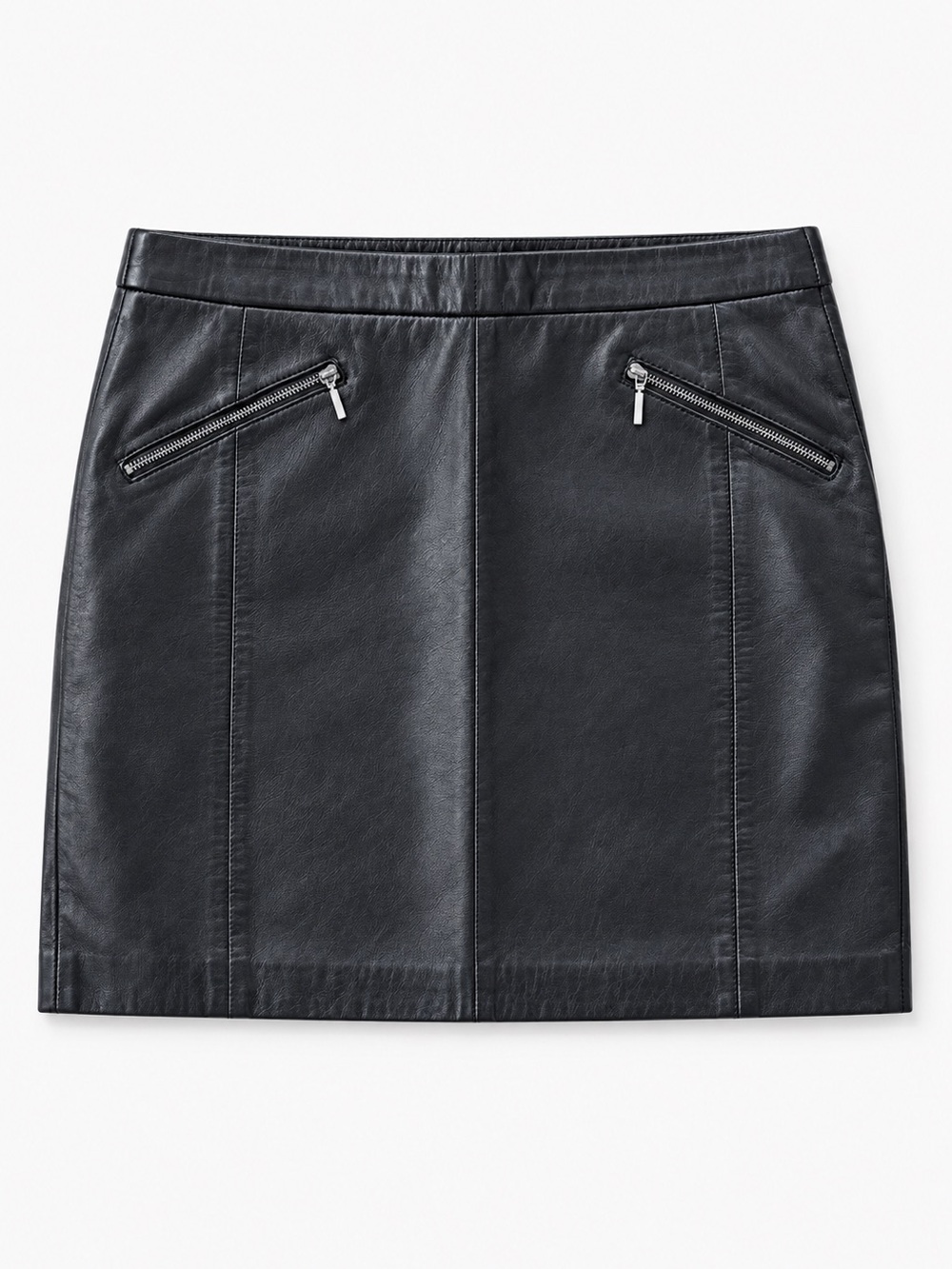 Promod 100% Sheep Leather Black Mini Skirt US 4